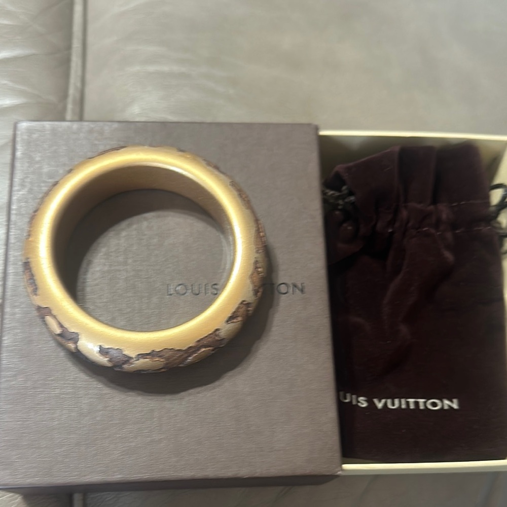 Louis Vuitton Natural Wood Bangle with Brown Detailing